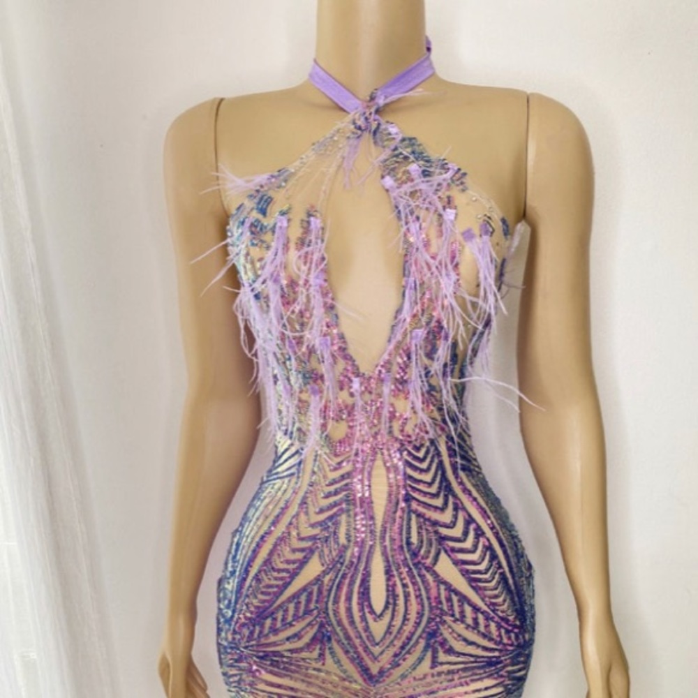 Handmade sequin feather dress